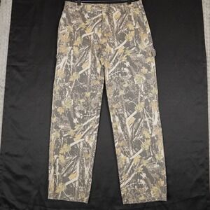 Pinkymoor Cargo Pants Mens XL Camo Leaf Print Utility Workwear Canvas Straight